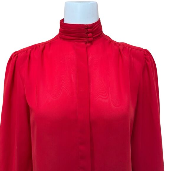 Chaus Tops - Vintage Red Sheer Blouse Mock Neck Size 10